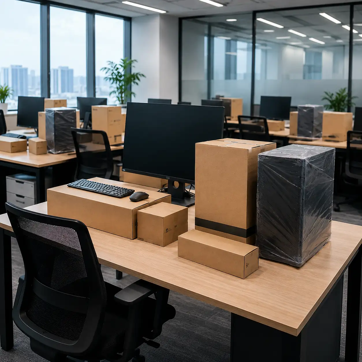 Eingerichtete Arbeitsplätze für Unternehmens-IT